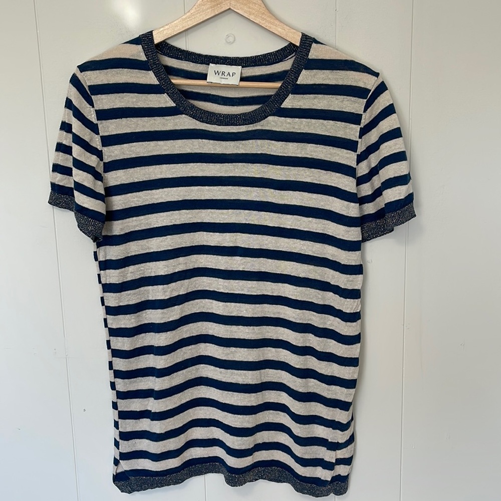 Wrap London Striped Sweater Top Size 8